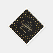 黒と金ゴールド水玉模様おめでとう卒業 スタンダードカクテルナプキン (角)