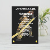 黒と金ゴールド消防士の退職パーティー 招待状 (スタンド正面)