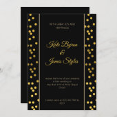 黒と金ゴールド点々のある結婚式招待状 招待状 (正面/裏面)