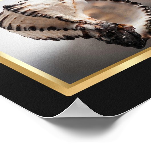 黒と金ゴールド熱帯シーシェルプリント可能アート ポスター (角)