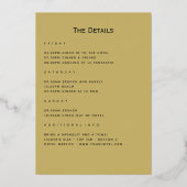 黒と金ゴールド熱帯バチェロレッテ週末 箔招待状 (裏面)