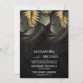 黒と金ゴールド熱帯目的地ウェディングインビタ 招待状 (正面)