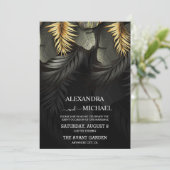 黒と金ゴールド熱帯目的地ウェディングインビタ 招待状 (スタンド正面)