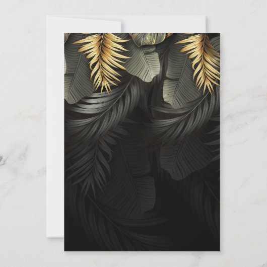 黒と金ゴールド熱帯目的地ウェディングインビタ 招待状 (裏面)