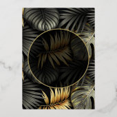 黒と金ゴールド熱帯目的地ウェディングインビタ 箔招待状 (裏面)