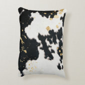 黒と金ゴールド牛革 アクセントクッション (裏面(縦))