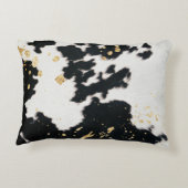 黒と金ゴールド牛革 アクセントクッション (裏面)