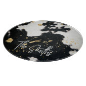 黒と金ゴールド牛革 カッティングボード (角)