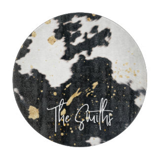 黒と金ゴールド牛革 カッティングボード