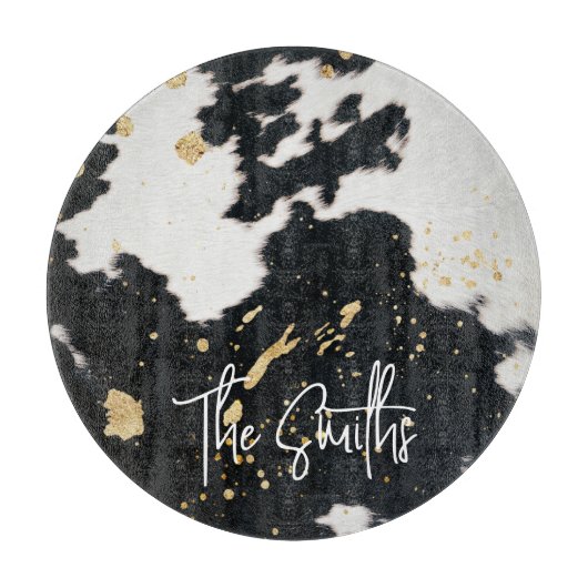 黒と金ゴールド牛革 カッティングボード (正面)