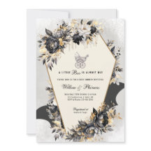 黒と金ゴールド牡丹ハロウィーンベイビーシャワー