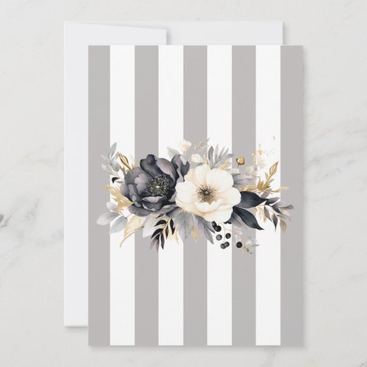 黒と金ゴールド牡丹ハロウィーンベイビーシャワー 招待状 (裏面)