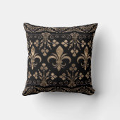 黒と金ゴールド王室ののフルーア・デ・リスオーナメント クッション (裏面)