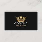 黒と金ゴールド王室ののフローラと葉のクラウンロゴ 名刺 (正面)