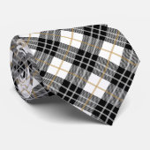 黒と金ゴールド白にスコットランドの格子模様 ネクタイ (ロール)