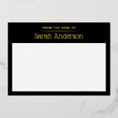 黒と金ゴールド箔の名前をカスタムする文房具カード 箔招待状 (正面)