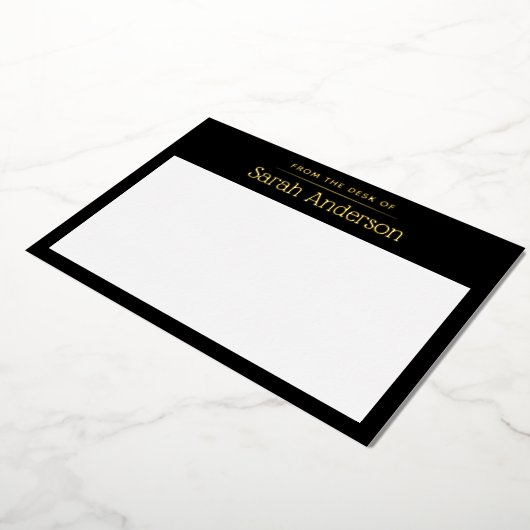 黒と金ゴールド箔の名前をカスタムする文房具カード 箔招待状 (回転した状態)