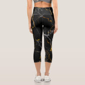 黒と金ゴールド箔の大理石パターン カプリレギンス (裏面)