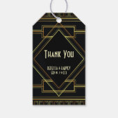 黒と金ゴールド素晴らしのヴィンテージ結婚ギャツビー ギフトタグ (正面)