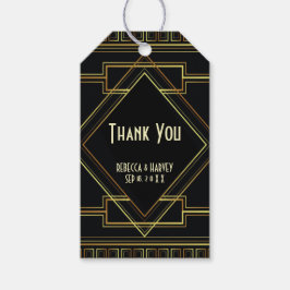 黒と金ゴールド素晴らしのヴィンテージ結婚ギャツビー ギフトタグ
