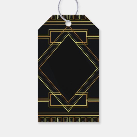 黒と金ゴールド素晴らしのヴィンテージ結婚ギャツビー ギフトタグ (裏面)