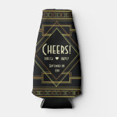 黒と金ゴールド素晴らしのヴィンテージ結婚ギャツビー ボトルクーラー (正面)