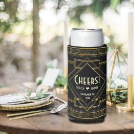 黒と金ゴールド素晴らしのヴィンテージ結婚ギャツビー ボトルクーラー