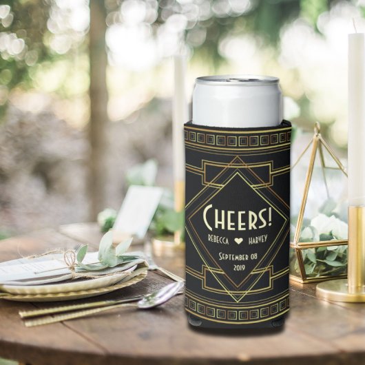 黒と金ゴールド素晴らしのヴィンテージ結婚ギャツビー ボトルクーラー