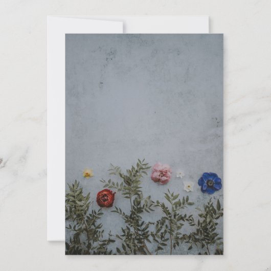 黒と金ゴールド素朴な青のバラ結婚式招待状 招待状 (裏面)