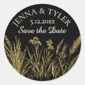 黒と金ゴールド結婚のエレガントパーソナライズされた ラウンドシール (正面)