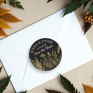 黒と金ゴールド結婚のエレガントパーソナライズされた ラウンドシール