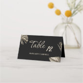 黒と金ゴールド結婚のテーブル番号 プレイスカード (正面)