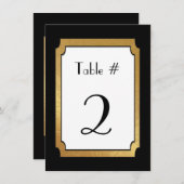 黒と金ゴールド結婚のテー結婚ブル番号 招待状 (正面/裏面)