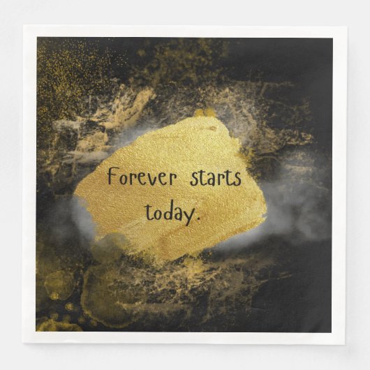 黒と金ゴールド結婚のナプキン (正面)