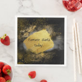 黒と金ゴールド結婚のナプキン (インサイチュ)