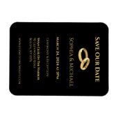 黒と金ゴールド結婚のリングや輪 マグネット (横)