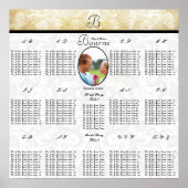 黒と金ゴールド結婚の写真の座席表 ポスター (正面)