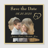 黒と金ゴールド結婚の写真Date Magnetを保存 (正面)