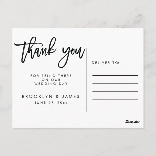 黒と金ゴールド結婚の感謝はがき ポストカード (裏面)