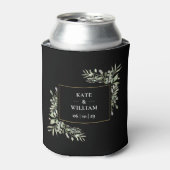 黒と金ゴールド結婚の緑の葉のクーラーボックス 缶クーラー (缶正面)