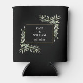 黒と金ゴールド結婚の緑の葉のクーラーボックス 缶クーラー (正面)