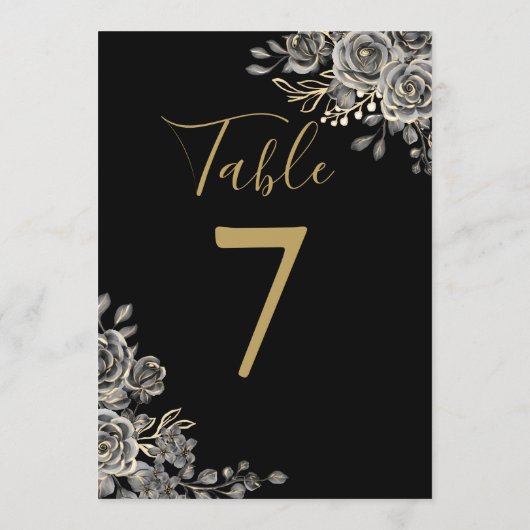 黒と金ゴールド結婚の表番号 招待状 (裏面)