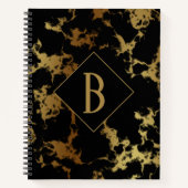 黒と金ゴールド結婚の記念日パーティー ノートブック (正面)