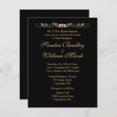 黒と金ゴールド結婚の 招待状 (正面/裏面)