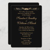 黒と金ゴールド結婚の 招待状 (正面/裏面)