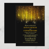 黒と金ゴールド結婚のString Lights招待状 招待状 (正面/裏面)