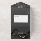 黒と金ゴールド結婚インクの全招待状 オールインワン招待状 (外側)