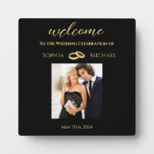 黒と金ゴールド結婚写真の表記号 –  フォトプラーク (正面)