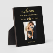 黒と金ゴールド結婚写真の表記号 –  フォトプラーク (正面)