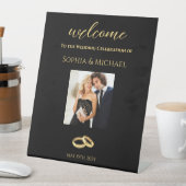 黒と金ゴールド結婚写真の表記号 – 台座サイン (インサイチュ)